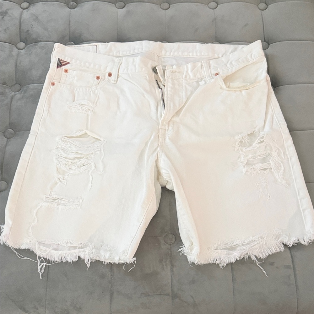 Denim & Supply Ralph Lauren White Distressed Jean Shorts